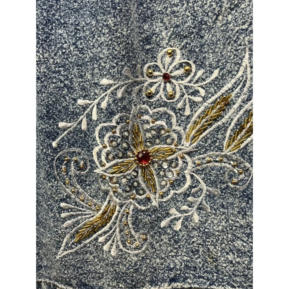 Pretty Bleu Denim Shorts Womens Medium Blue Acid Vintage‎ Embroidered Hi Rise